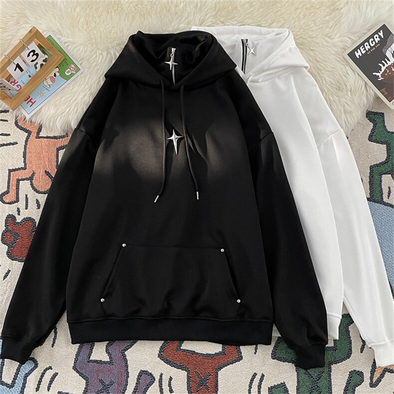 新款美式高街潮牌连帽卫衣男女秋冬重磅情侣宽松外套CQ41-p45图片