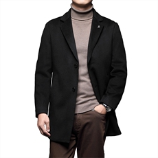 羊毛毛呢大衣西装领冬季新款加厚保暖外套白鸭绒内胆上衣中年男装，男装毛呢大衣，电商B212（原钱塘6029）