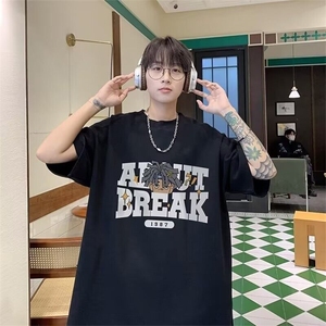 现货短袖t恤男士2025新款夏季潮牌潮流ins宽松上衣服港风休闲图片