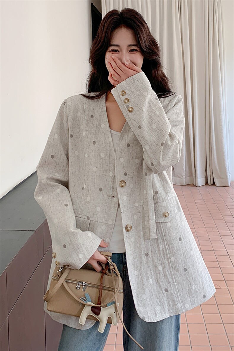有大货春装波点飘带西装外套2C317A-8605-P155-K248,女装短外套,2C317A