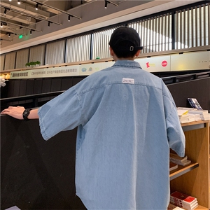 夏季潮牌牛仔衬衫男短袖韩版潮流宽松百搭日系休闲衬衣CS051-P40图片