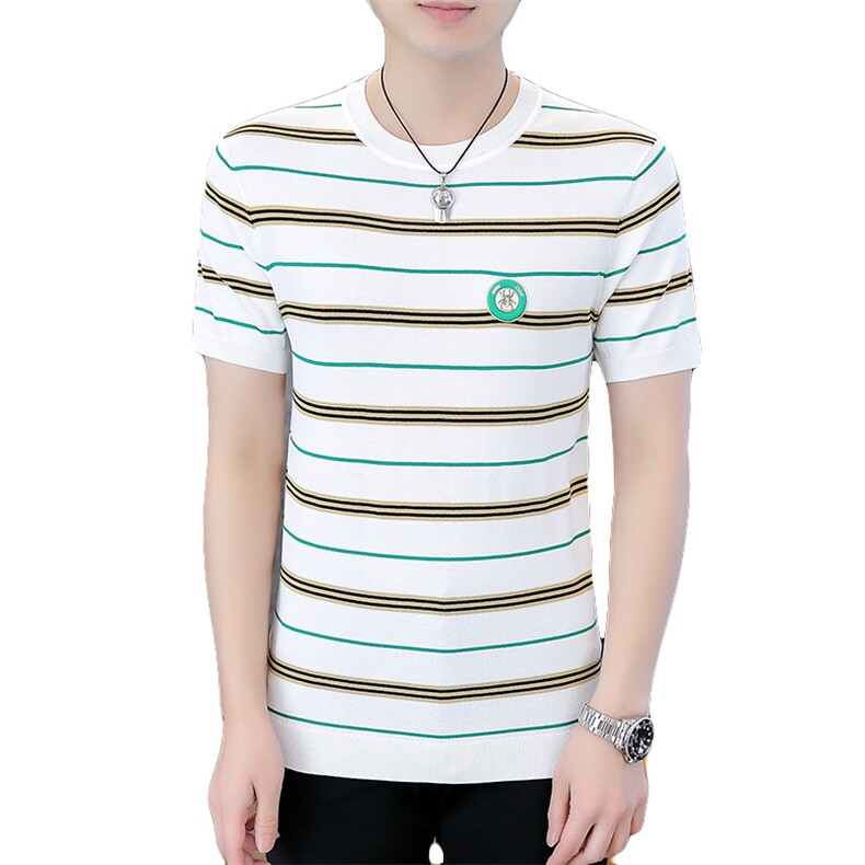 夏季薄款男士圆领短袖t恤时尚休闲2023新款打底衫修身上衣服体恤,男装T恤,电商B212（原钱塘6029）