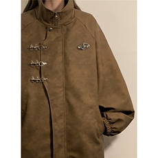 1中性美式飞机扣可拆卸胸针PU皮大码M-5XL夹克男JK77768P105控148，男装夹克，星座226-2
