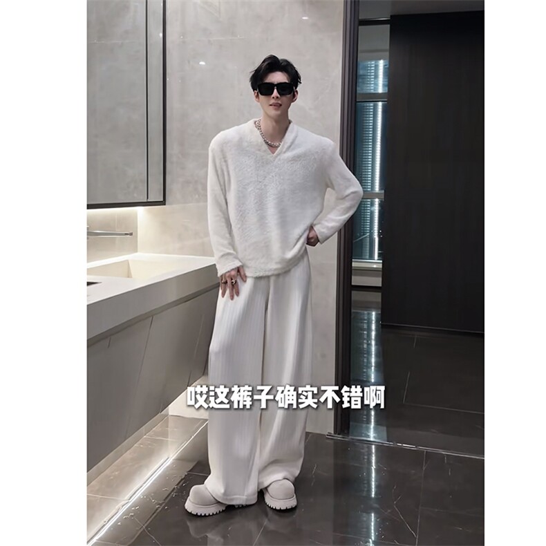 抖音原版面料高级复古加绒直筒休闲裤宽松长裤K1009-P72（网图）,男装卫衣,电商B267