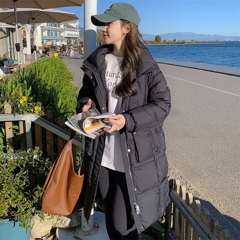 立领羽绒服女中长款2022年冬季新款经典时尚气质百搭连帽保暖外套,女装羽绒服,辉之琳