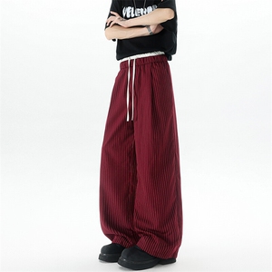 8XL-M假两件双腰山本裤条纹休闲西裤男夏宽松大码阔腿裤KZ052P60