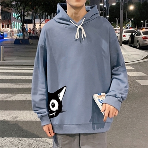 WY2035-P35 加绒款-P40 纯棉连帽卫衣男大码运动帽衫宽松薄外套男图片