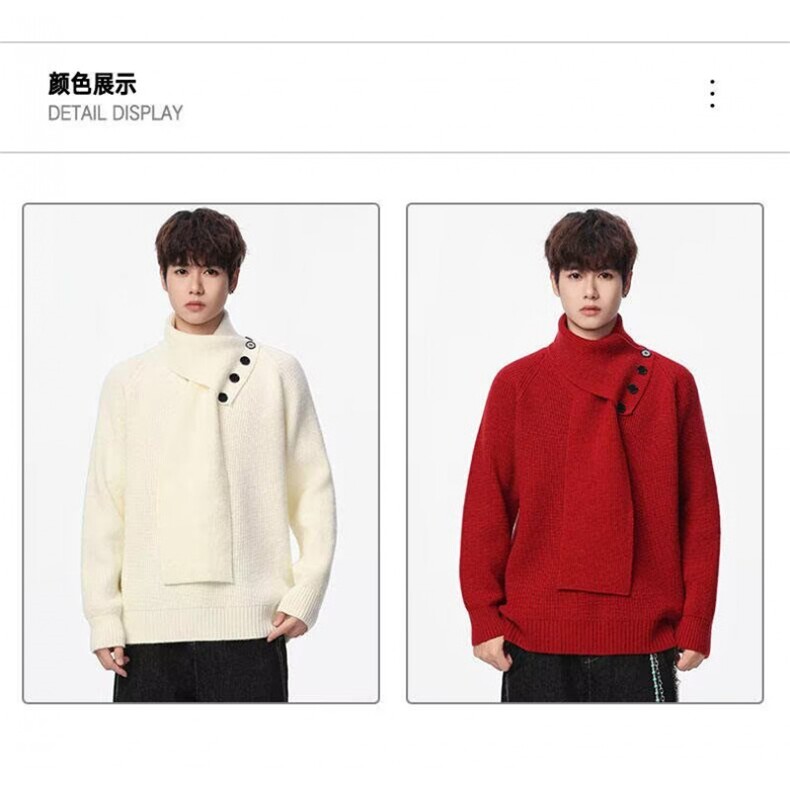 网络图现货潮牌复古黑标围巾双面呢保暖斜扣羊绒毛衣JMY310-P62,男装针织衫/毛衣,星座715-7