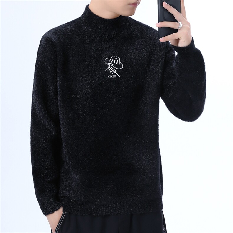 毛衣男休闲男士秋冬水貂绒中领针织毛衣加厚全身绒打底M239-P45,男装针织衫/毛衣,星座310B-3