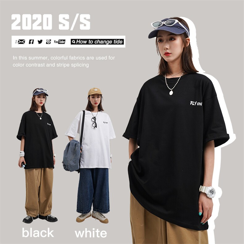 2021夏季新款 卡通翅膀印花短袖T恤女 中性宽松上衣D82女类图片