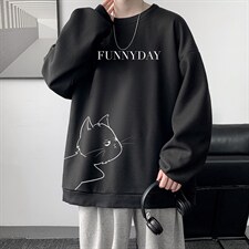 华夫格卫衣圆领卫衣男大码长袖t恤男外套HW76149-P30加绒款-P40，男装卫衣，电商A040