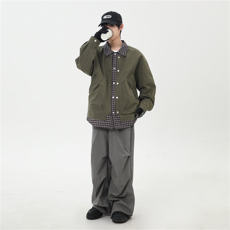 2025春季休闲痞帅工装假两件翻领夹克潮流外套XZ301b-2-JK2582P78,男装夹克,星座301B-2（原A443-1）