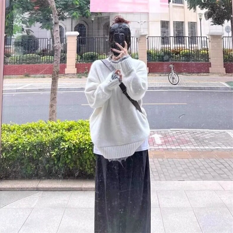 慵懒风白色针织毛衣男女情侣秋冬宽松内搭高级感超好看春秋上衣,男装针织衫/毛衣,星座506A