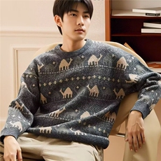 秋冬新款潮牌圆领毛衣外套男休闲宽松百搭潮流ins针织衫线衣，男装针织衫/毛衣，星座1013-1