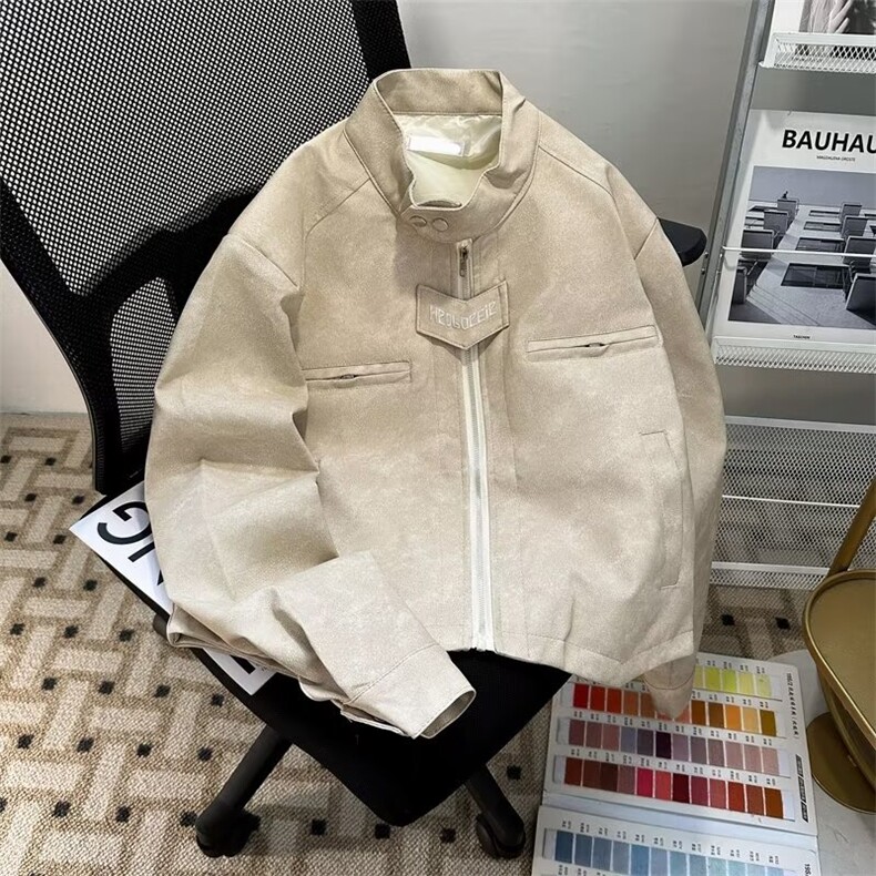 美拉德高街复古棕色机车皮衣外套WT002P75,男装皮衣,星座1116-2