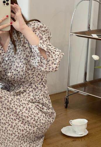 夏季碎花收腰连衣裙，女装连衣裙，TVMV(4F)
