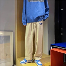 灯芯绒裤子高街ins潮流百搭宽松直筒坠感阔腿裤男裤春款k370-p32，男装休闲裤，星座1008-1