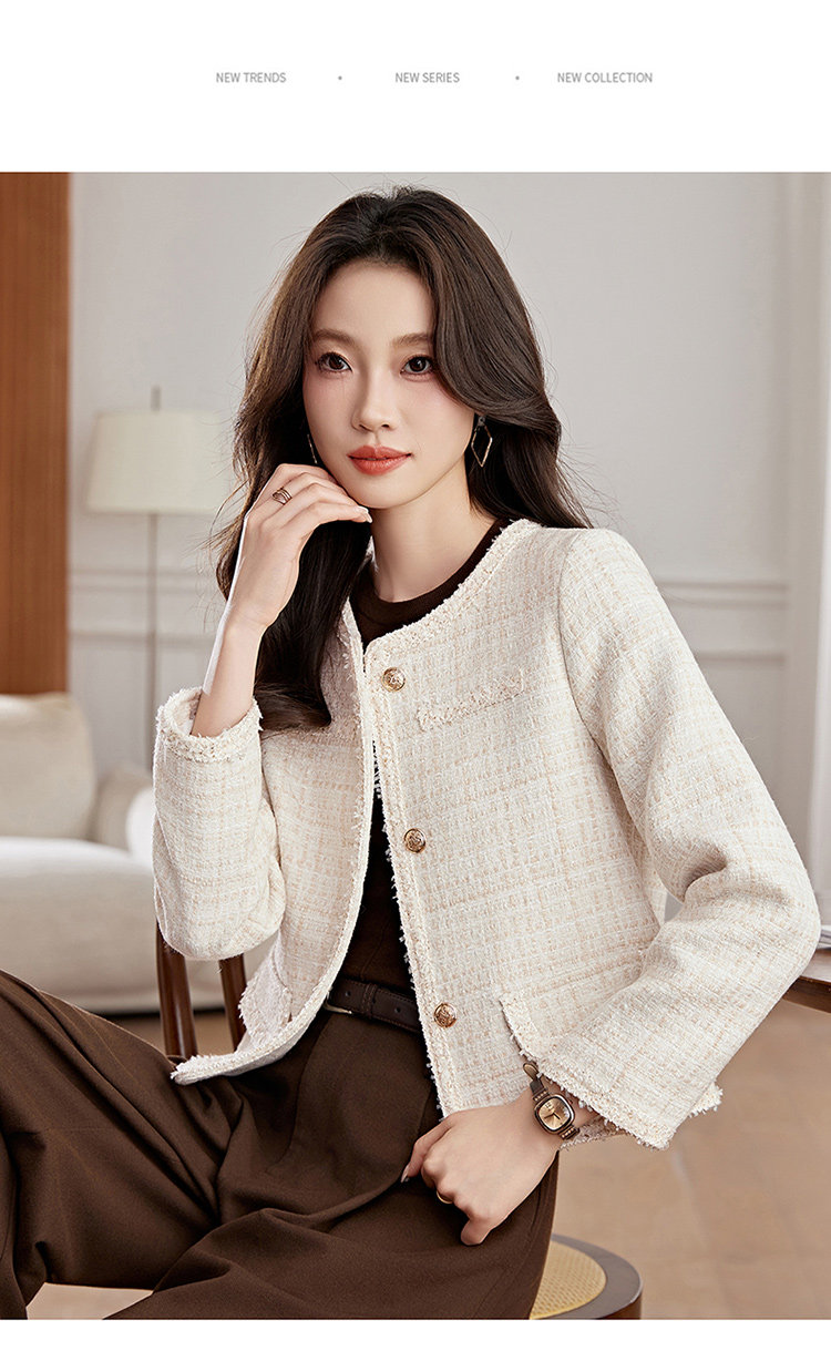 小香风外套配连衣裙女2026秋冬装新款高端粗毛呢显瘦百搭上衣,女装毛呢外套,婵米儿