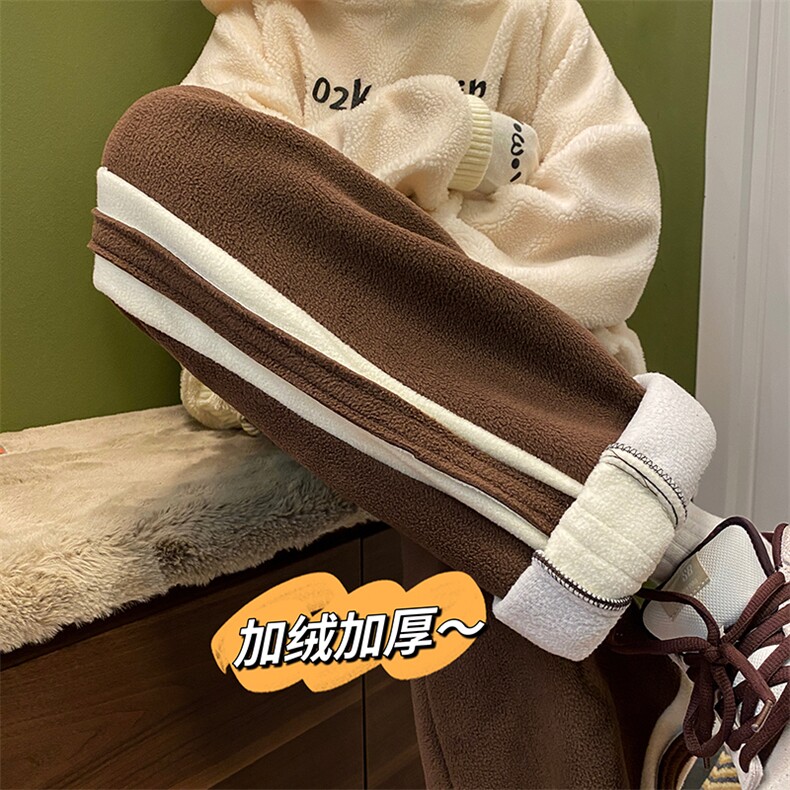 加绒加厚摇粒绒裤子男冬季卫裤宽松ins休闲裤K5445-P65控78 B315图片