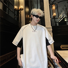240g重磅双纱拼接撞色短袖T恤FST501M-3XLP45控58，男装T恤，电商B219B