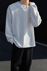 ！2025年春季新款美式老钱风T恤宽松V领打底衫卫衣男113-P28，男装T恤，电商C213(原B265)