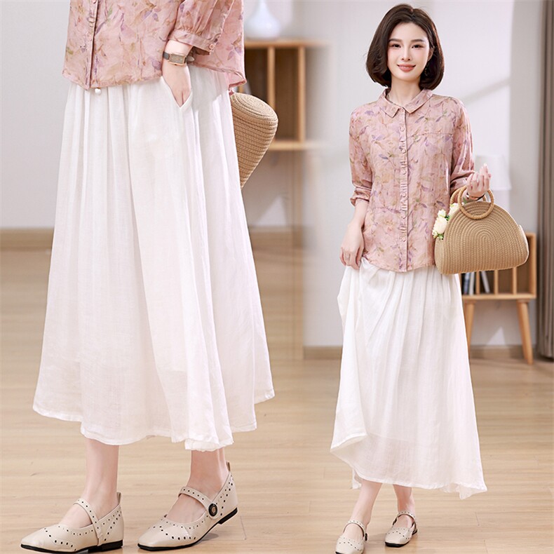 2024年夏季苎麻韩系风半身裙仙女裙，女装半身裙，希欧阁