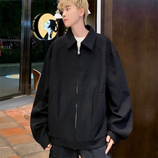 高级感烟紫色短款夹克男cleanfit外套翻领复古时髦潮W6048-P58，男装夹克，星座412-3