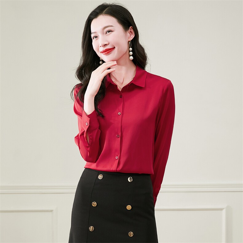 杭州重磅黑色真丝衬衫女高级感长袖2026秋新款通勤百搭真丝上衣,女装衬衫,阿舍尔精品