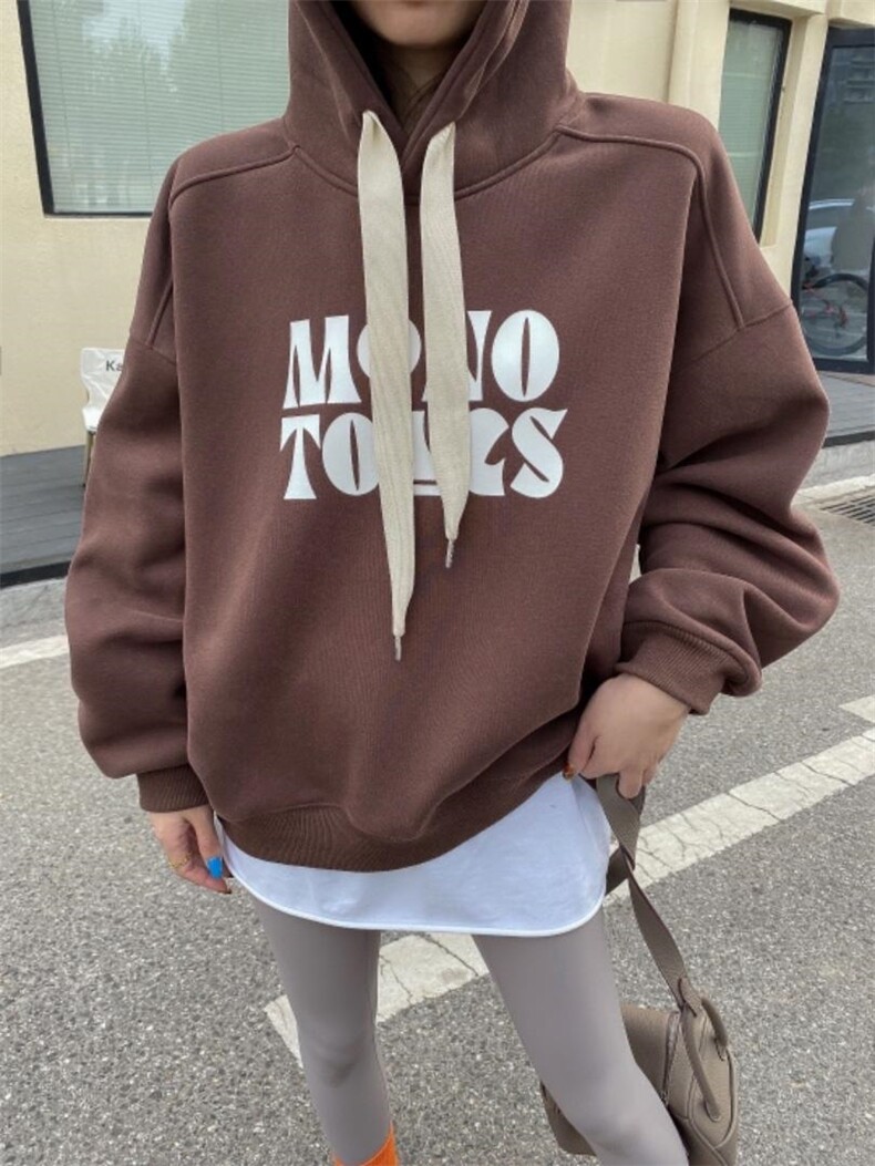 时尚休闲加绒卫衣，女装卫衣/绒衫，泽妤