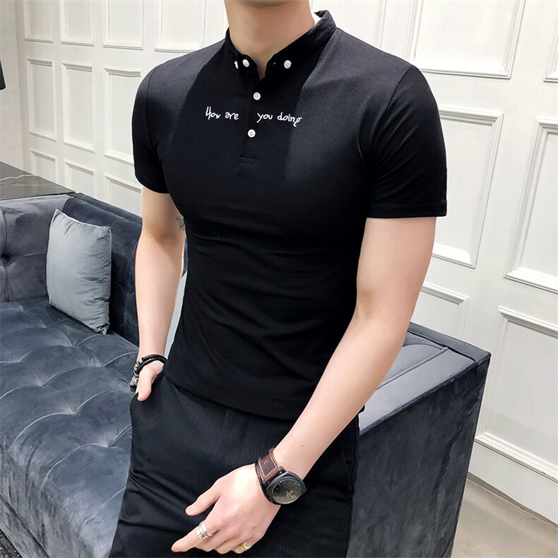 Polo衫青春流行春季常规上班直筒时尚潮流修身显瘦条纹,男装Polo衫,电商C301