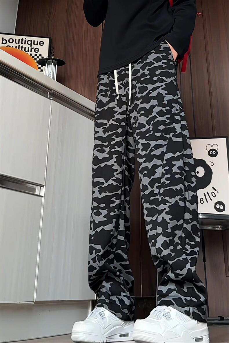 K2610/P40春装新款现货休闲裤男宽松大码个性迷彩弯刀裤,男装休闲裤,电商A141