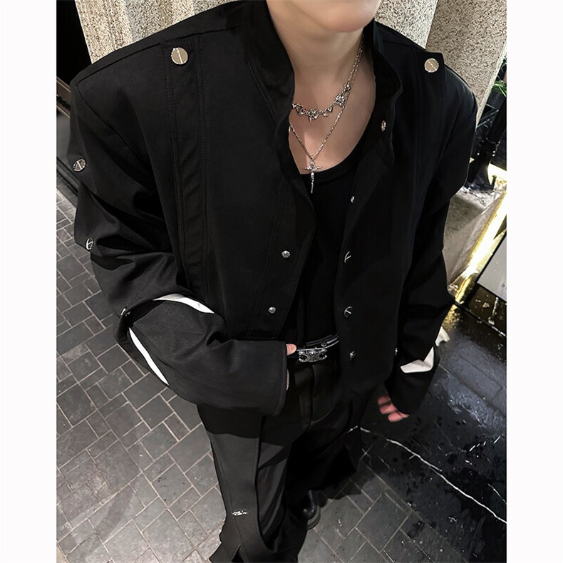 25春季解构麂皮绒拼接垫肩夹克外套JK108-P158,男装夹克,电商B288