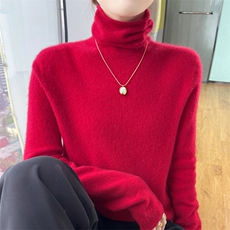 秋冬季新款舒适时尚百搭35%竖条堆堆领35%衫，女装羊绒衫，美轩羊绒