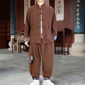 男士外套灯芯绒夹克套装盘扣立领风 XZ1512-2502套装-P130图片