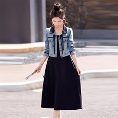 牛仔外套搭配背心连衣裙两件套女2025春夏新款气质新中式套装裙子，女装套装/套裙，意芙