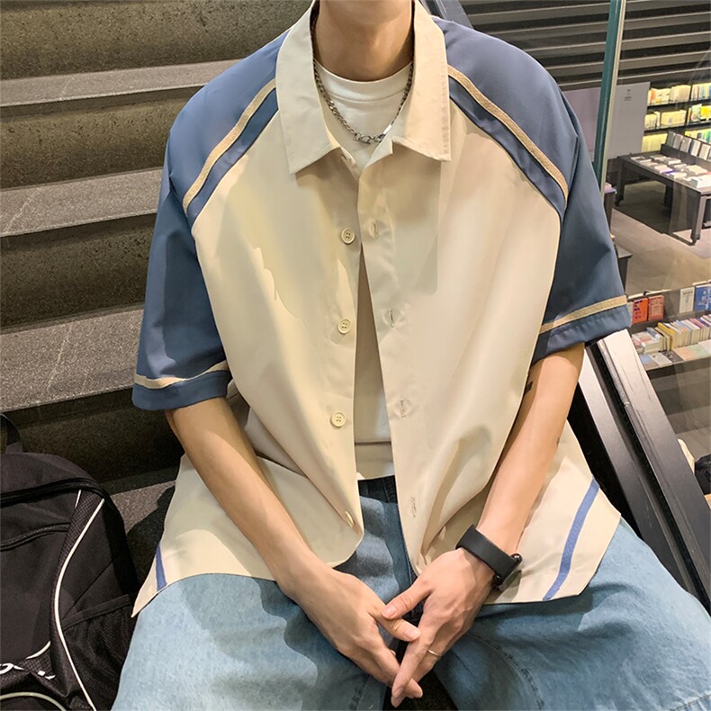 2025夏季新款t恤短袖男宽松潮流港风衬衫半袖时尚百搭CS3506-p45,男装T恤,星座717
