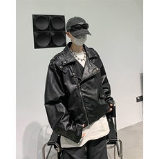 高街机车皮衣男士韩版潮流痞子帅气宽松2024秋冬ins外套W6027-P82，男装皮衣，星座412-2