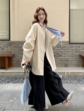 浅黄色韩系松弛感休闲风衣外套女2025秋季新款气质减龄超好看大衣，女装风衣，蝶眷