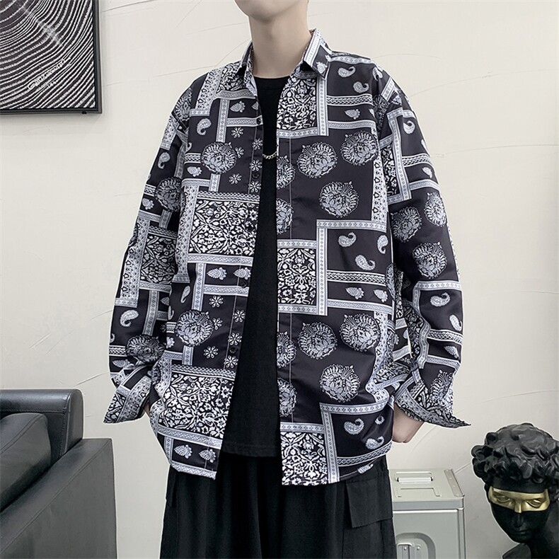 长袖衬衫男港风日系衬衫C9635P27,男装衬衫,星座1116-2