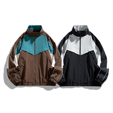 复古撞色拼接立领冲锋衣外套男开衫外套夹克棒球服JK01577-P68，男装夹克，星座308B-2