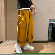 ins高街百搭老爹裤九分大口袋宽松休闲工装裤阔腿现货K340-P30，男装休闲裤，星座512-2