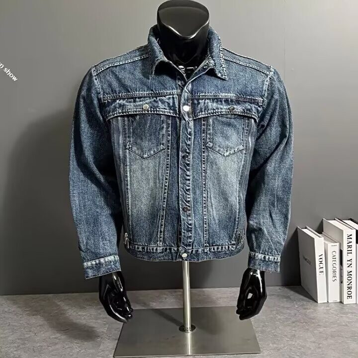设计感水洗做旧复古牛仔外套男女宽松工装翻领夹克潮LK177-p71,男装工装外套,星座1008