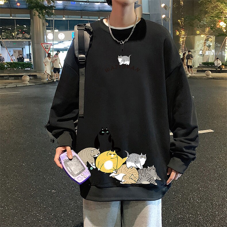S6155-P28加绒款-P33秋季圆领卫衣男大码韩版宽松长袖外套,男装卫衣,电商A040