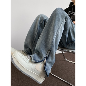 2024新款潮牌ins宽松阔腿裤男春季日系复古牛仔裤 现货 K7682-P42图片
