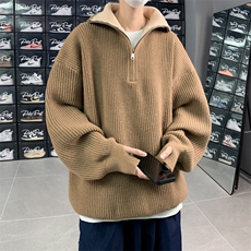 抖音直播！半高领拉链套头针织毛衣男外套男XH13-p55，男装针织衫/毛衣，电商B367