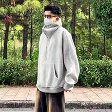 抖音得物二开美式重磅宽松结构拉链设计防风高领连帽卫衣外套W76，男装卫衣，电商A486
