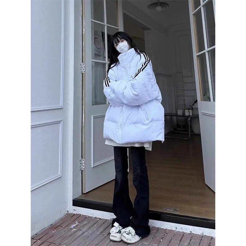 青少年潮拼接三条杠立领棉衣男女秋冬宽松别致百搭上衣面包棉服,男装夹克,星座506A