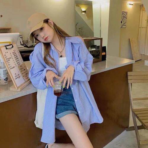 【现货】秋季新款条纹漏肩衬衣，其它，1+9