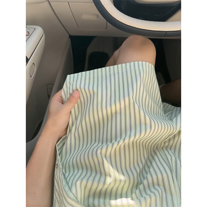 法式经典慵懒风条纹短裤清新复古休闲情侣款裤子K847TP20无差价,男装牛仔裤,电商A102B