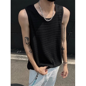 夏季新款肌理纹路背心男士无袖T恤男坎肩百搭上衣运动汗衫 T278图片